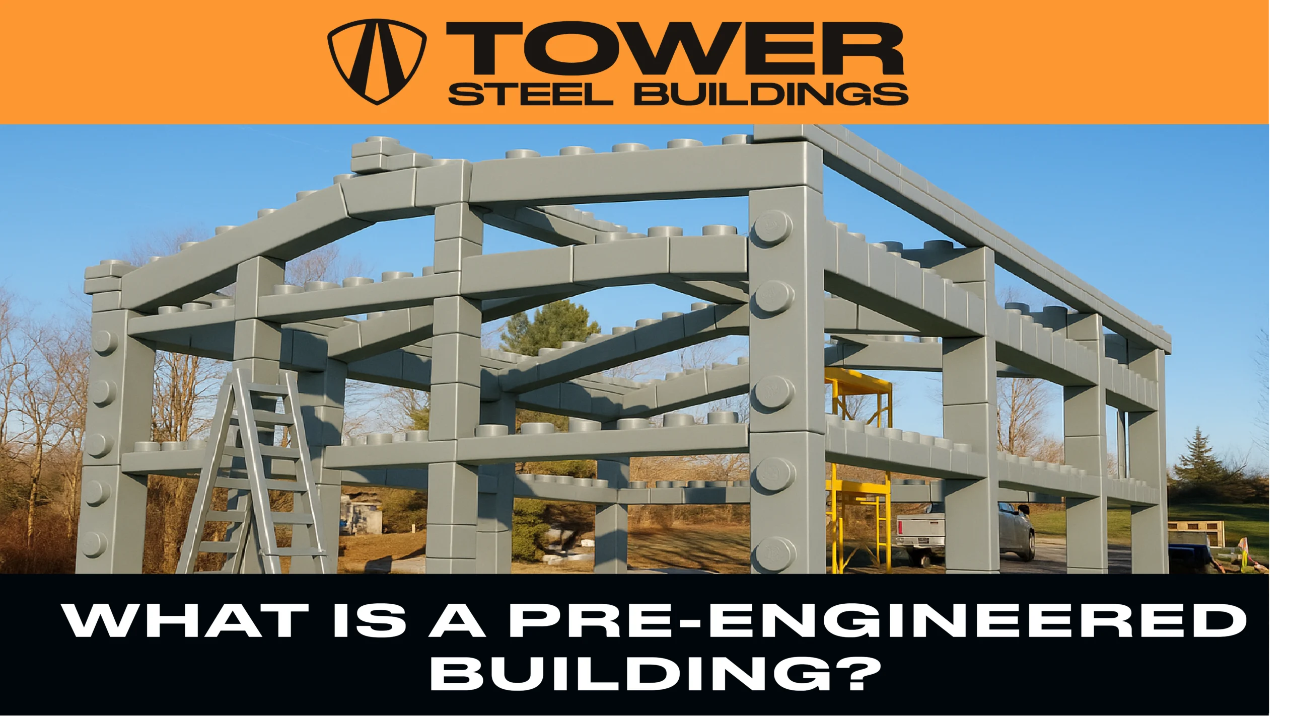 A pre-engineered steel building being built in Ontario, Canada