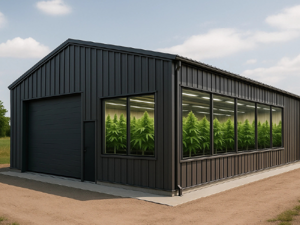 Climate-controlled steel buildings for cannabis cultivation and processing