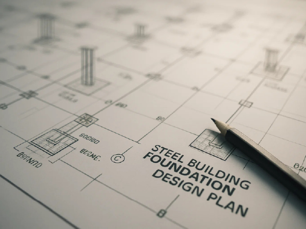 Steel building foundation design in Toronto with stamped plans