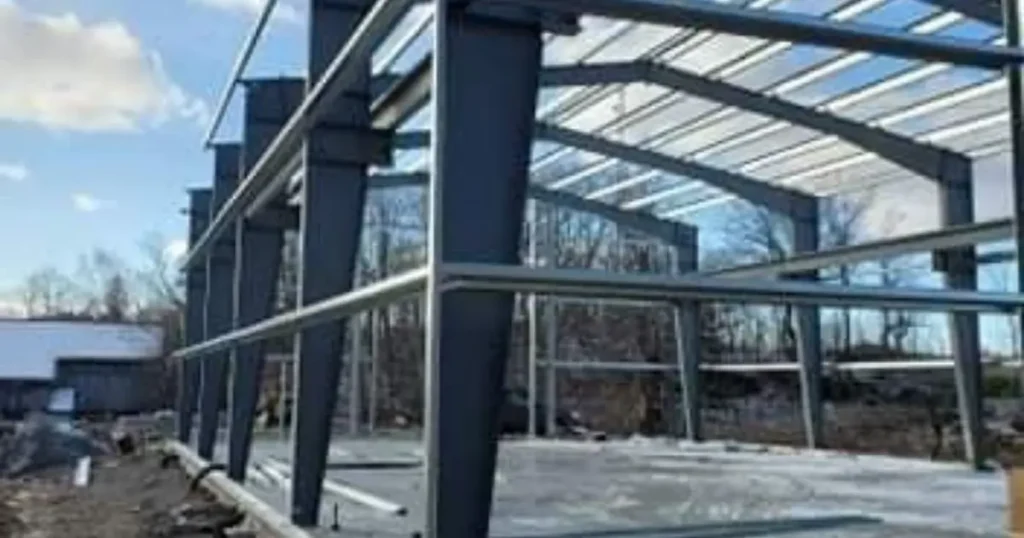 Steel frame building under construction in Ontario by Tower Steel Buildings showing durable and versatile structural design