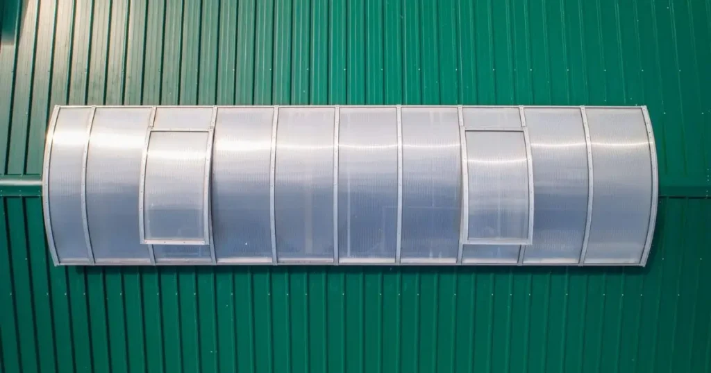Engineered steel roof panel with skylight design by Tower Steel Buildings in Ontario showcasing structural precision and ventilation
