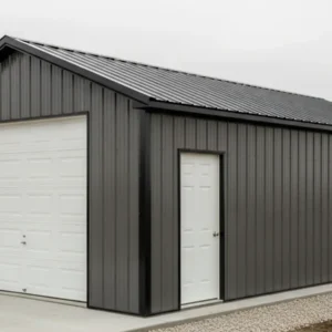 24X24X10 Steel Garage Kit - Two-Car Prefab Metal Garage