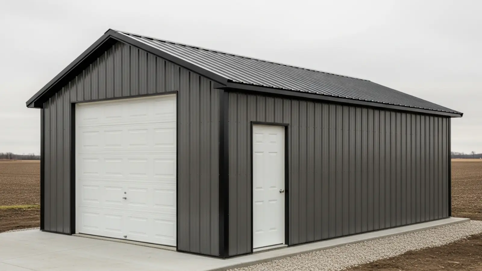 24X24X10 Steel Garage Kit - Two-Car Prefab Metal Garage
