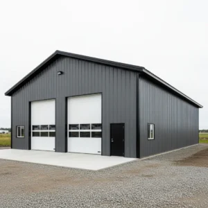 50x100x18 metal warehouse steel building with open clear-span interior for equipment storage and service operations.