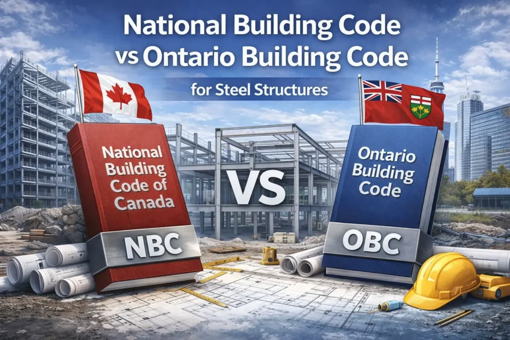 National Building Code of Canada vs Ontario Building Code comparison for steel structures and steel building projects in Ontario