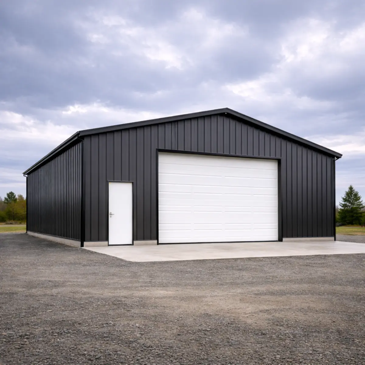 Multi-view gallery of 30x50x16 professional steel shop building showing front, side, and rear structural perspectives.