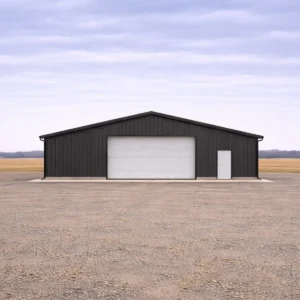 30x60x14 equipment repair steel workshop ecommerce catalog image with overhead service door.