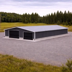 40x60x16 commercial steel workshop building image gallery showing multiple exterior views of a clear span steel workshop