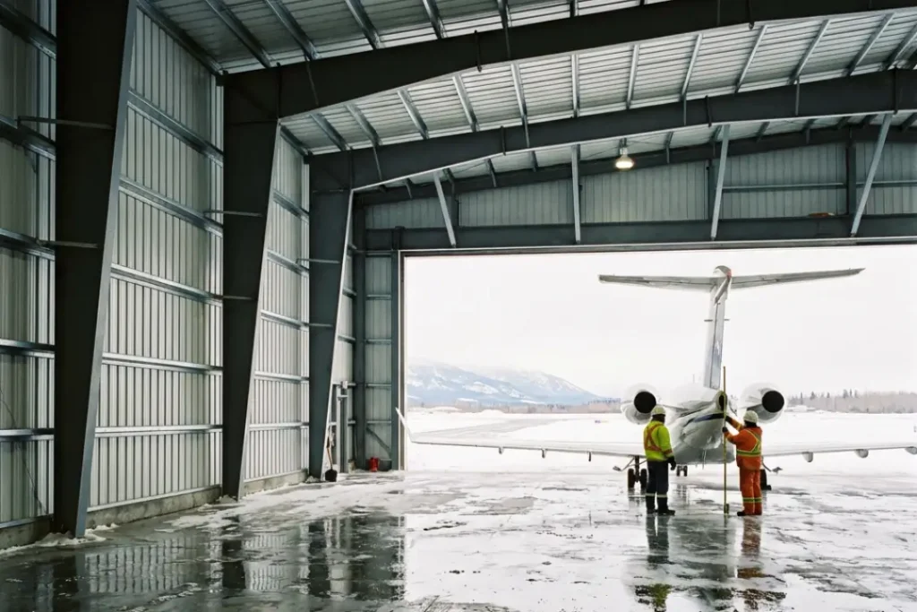 aircraft hangar door clearance planning with jet and field measurement
