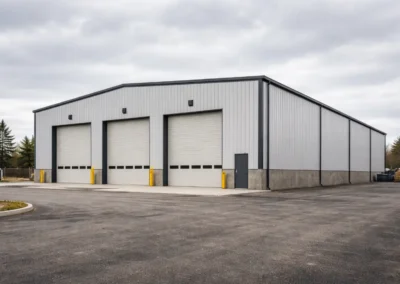 Industrial steel building in Canada designed with rigid frame structure for seismic performance and structural stability