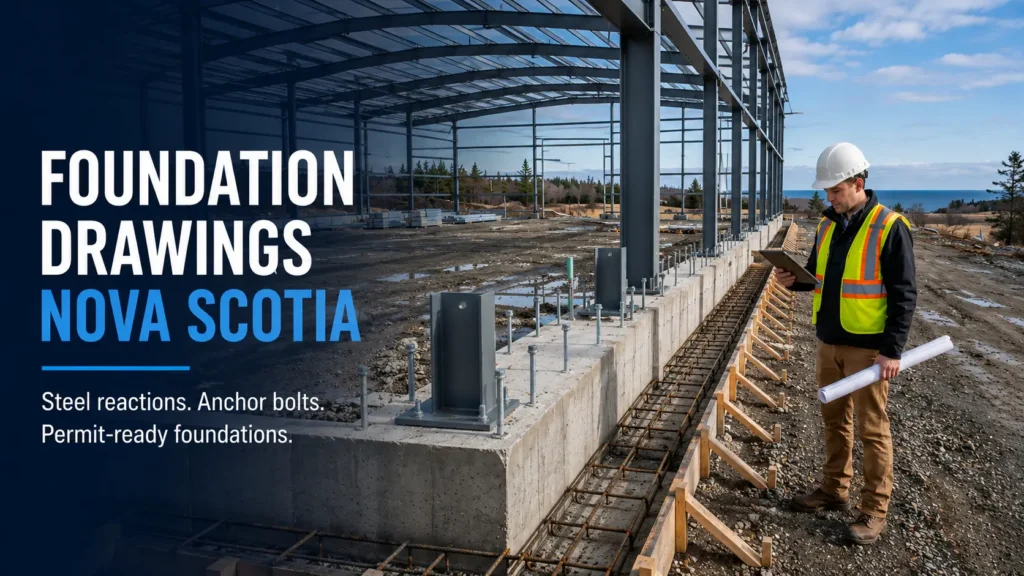 Nova Scotia steel building foundation drawings with anchor bolts steel frame and site inspection