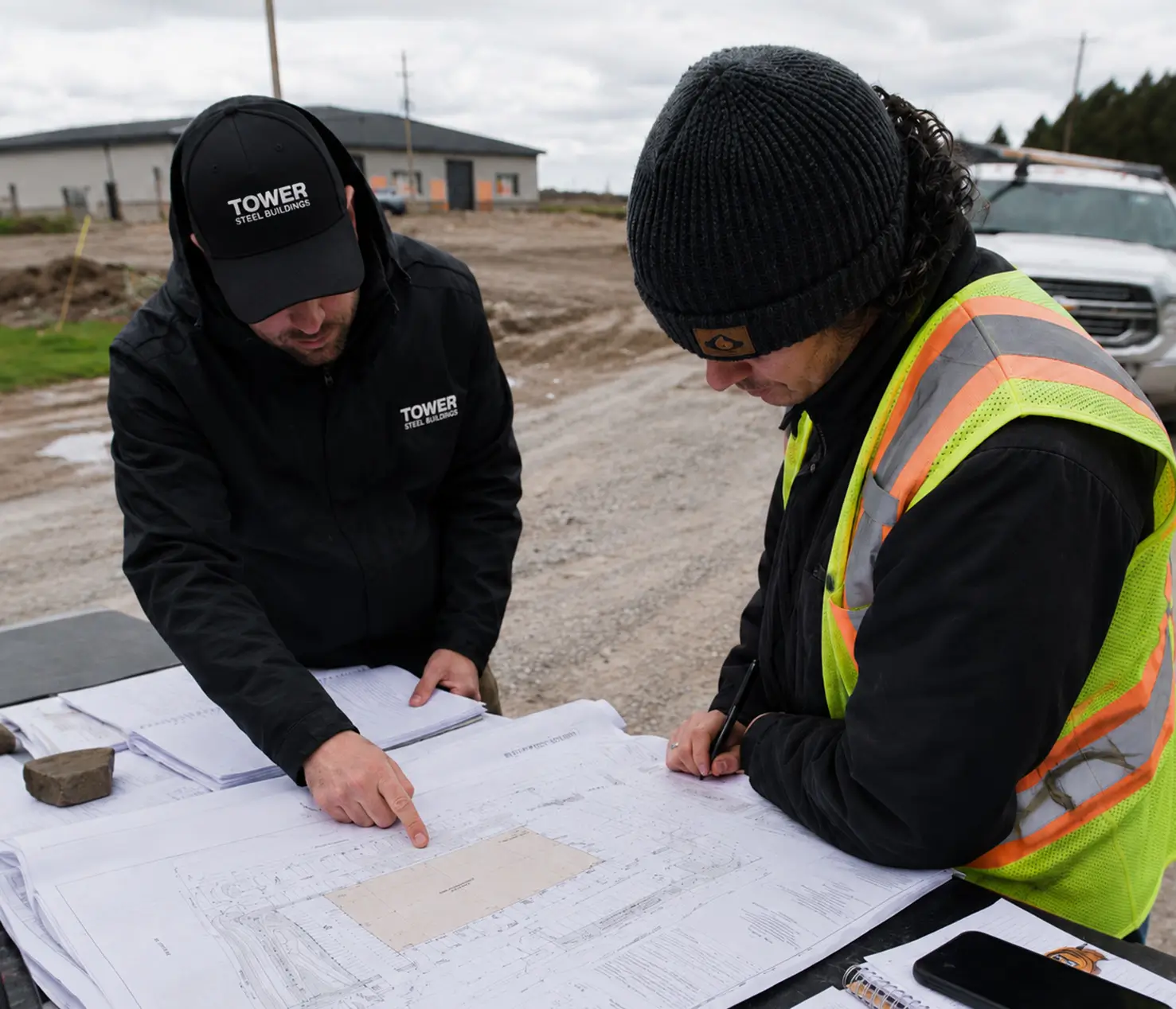 Permit review process showing jurisdiction paths, zoning, RSC review, site plans, and foundation details.