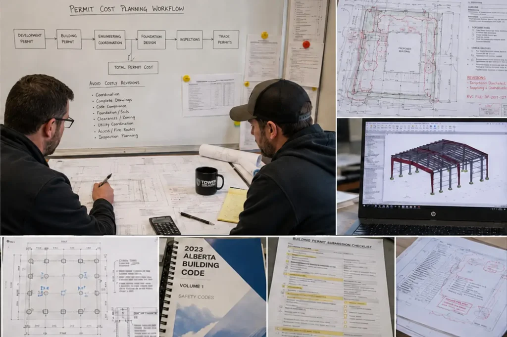 Alberta steel building permit cost planning with development permit workflow and engineering drawings