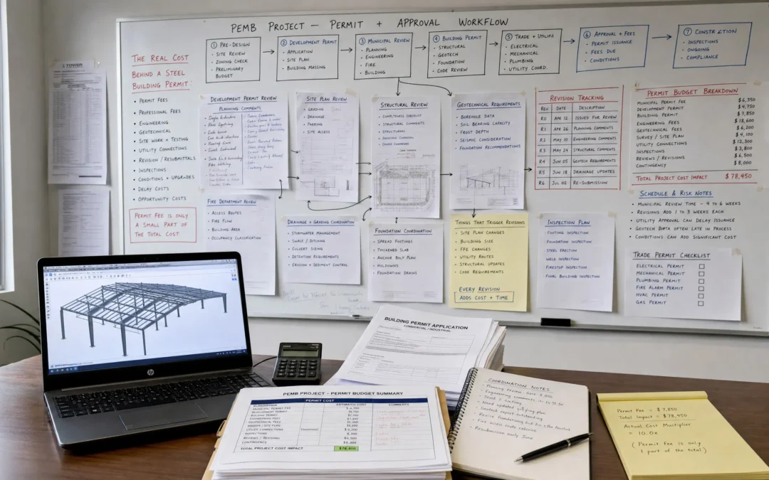 Steel building permit cost Nova Scotia workflow with engineering drawings permit budget and approval planning