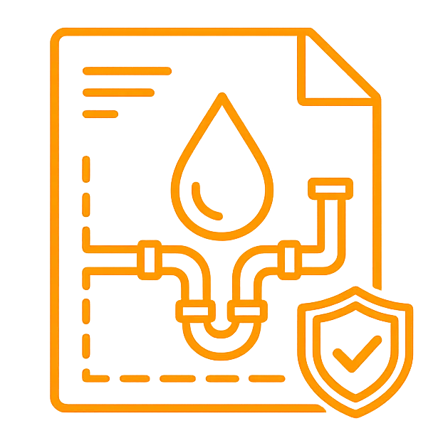 NPC 2020 icon for Saskatchewan steel buildings with plumbing systems, washrooms, drains, or water service.