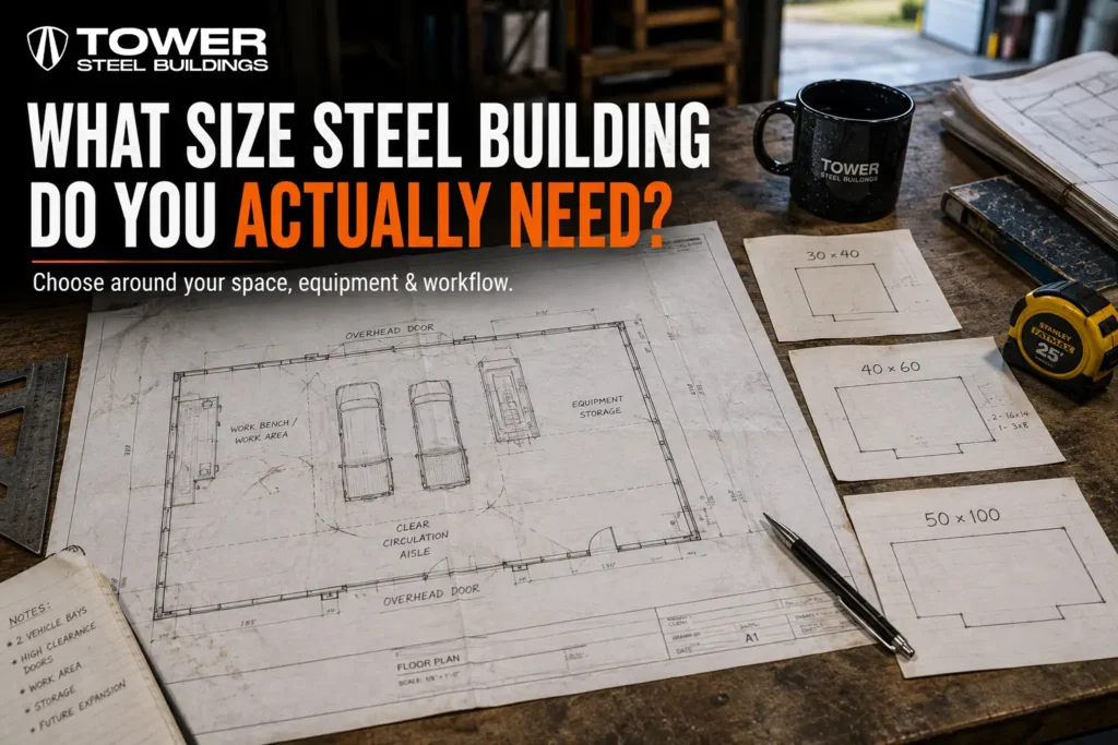 Steel building sizes in Ontario comparing 30x40, 40x60 and 50x100 buildings